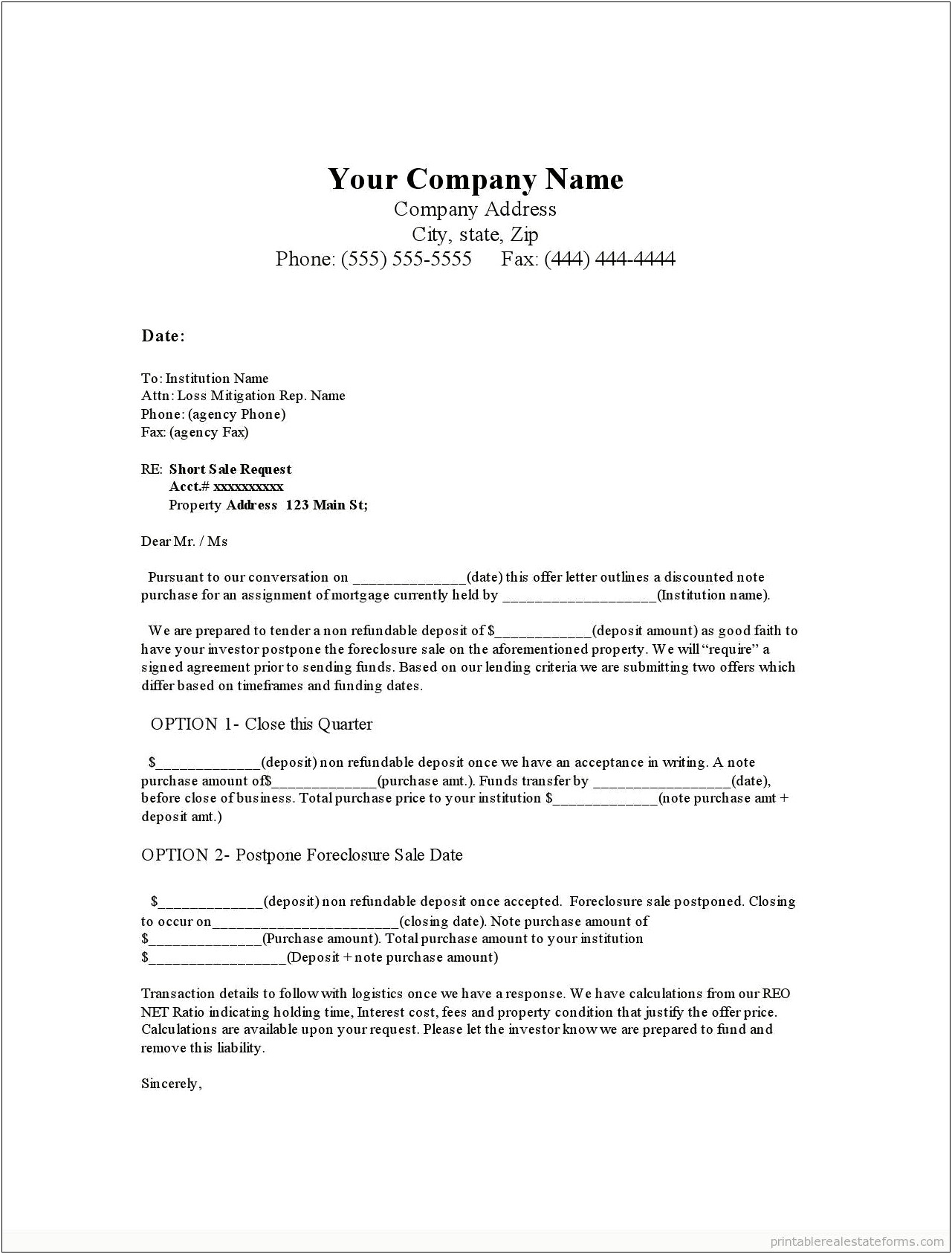 Letter Of Offer To Purchase Business Template