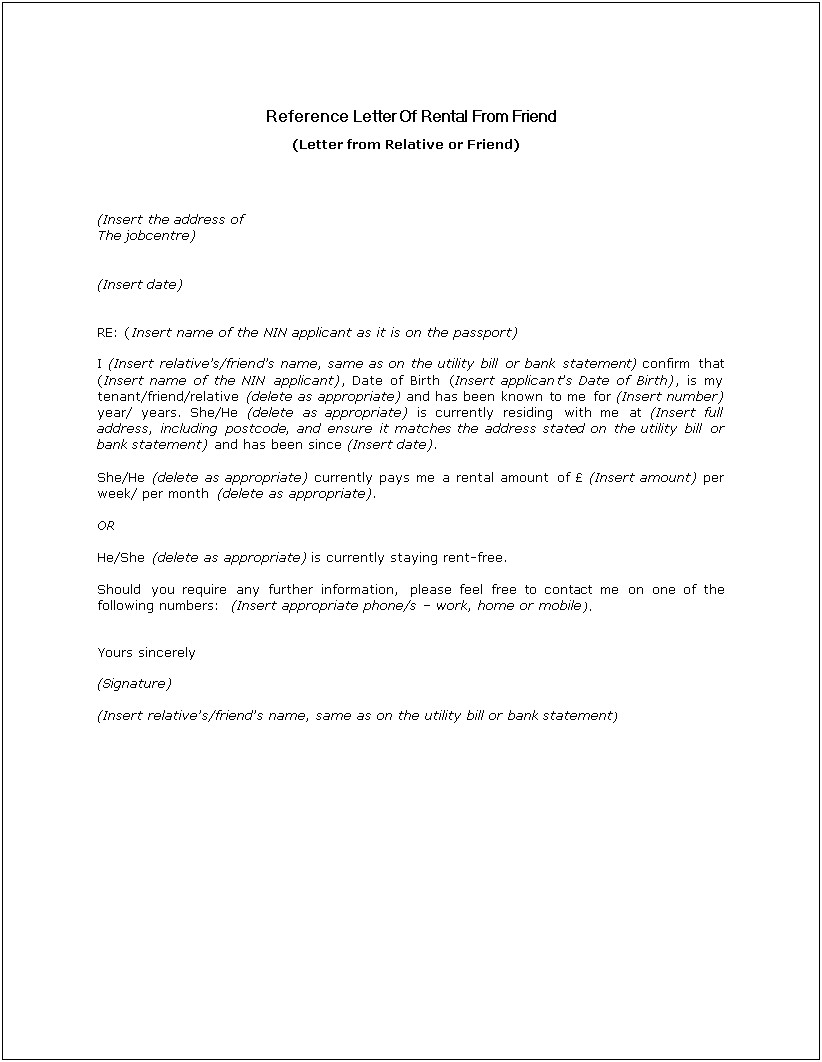 Letter Of Recommendation For A Friend Templates