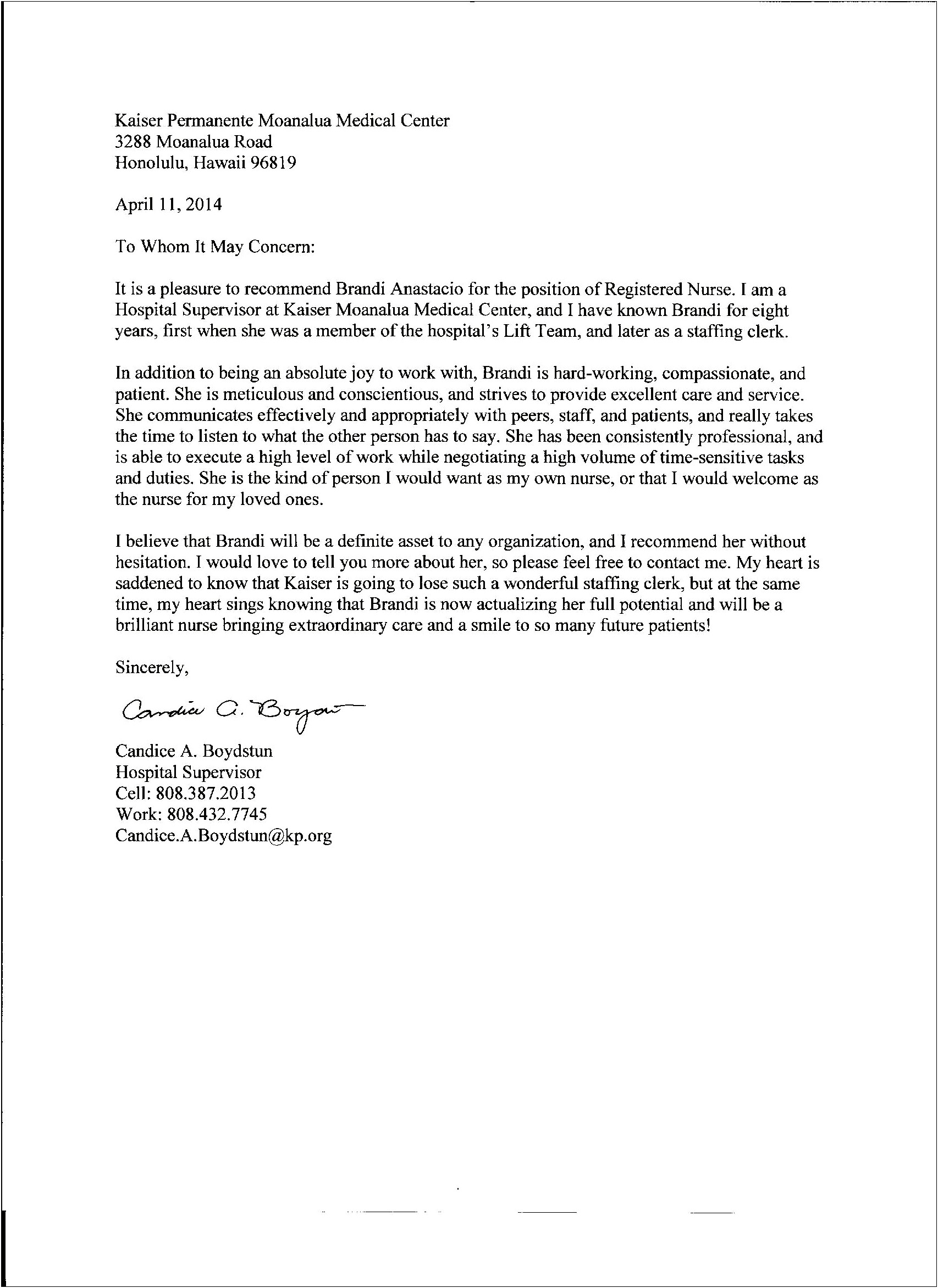 Letter Of Recommendation For Nurse Practitioner Template