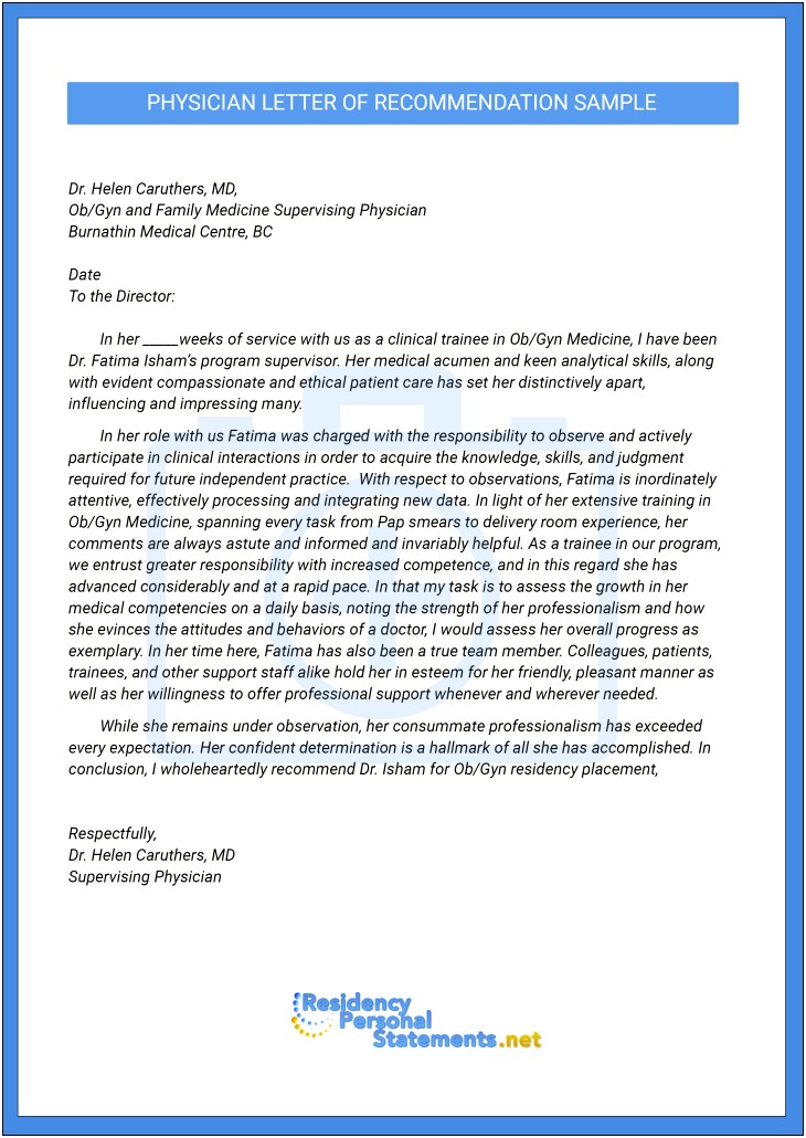 Letter Of Recommendation For Pharmacy School Template