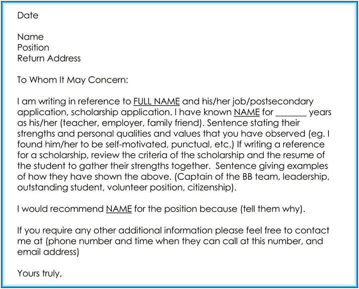 Letter Of Recommendation For Substitute Teacher Template