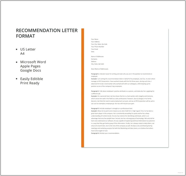 Letter Of Recommendation Google Doc Template