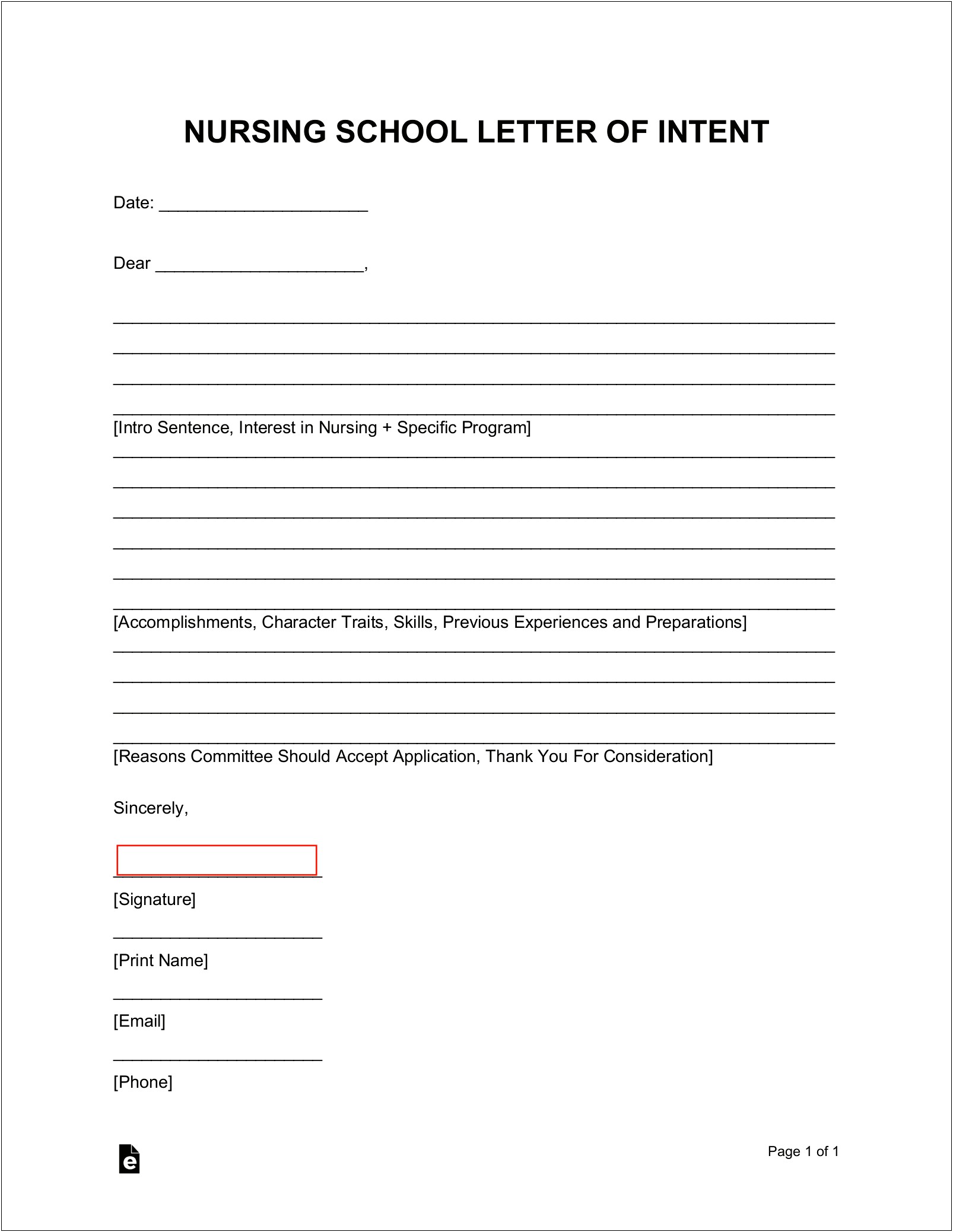 Letter Of Recommendation Nursing School Template