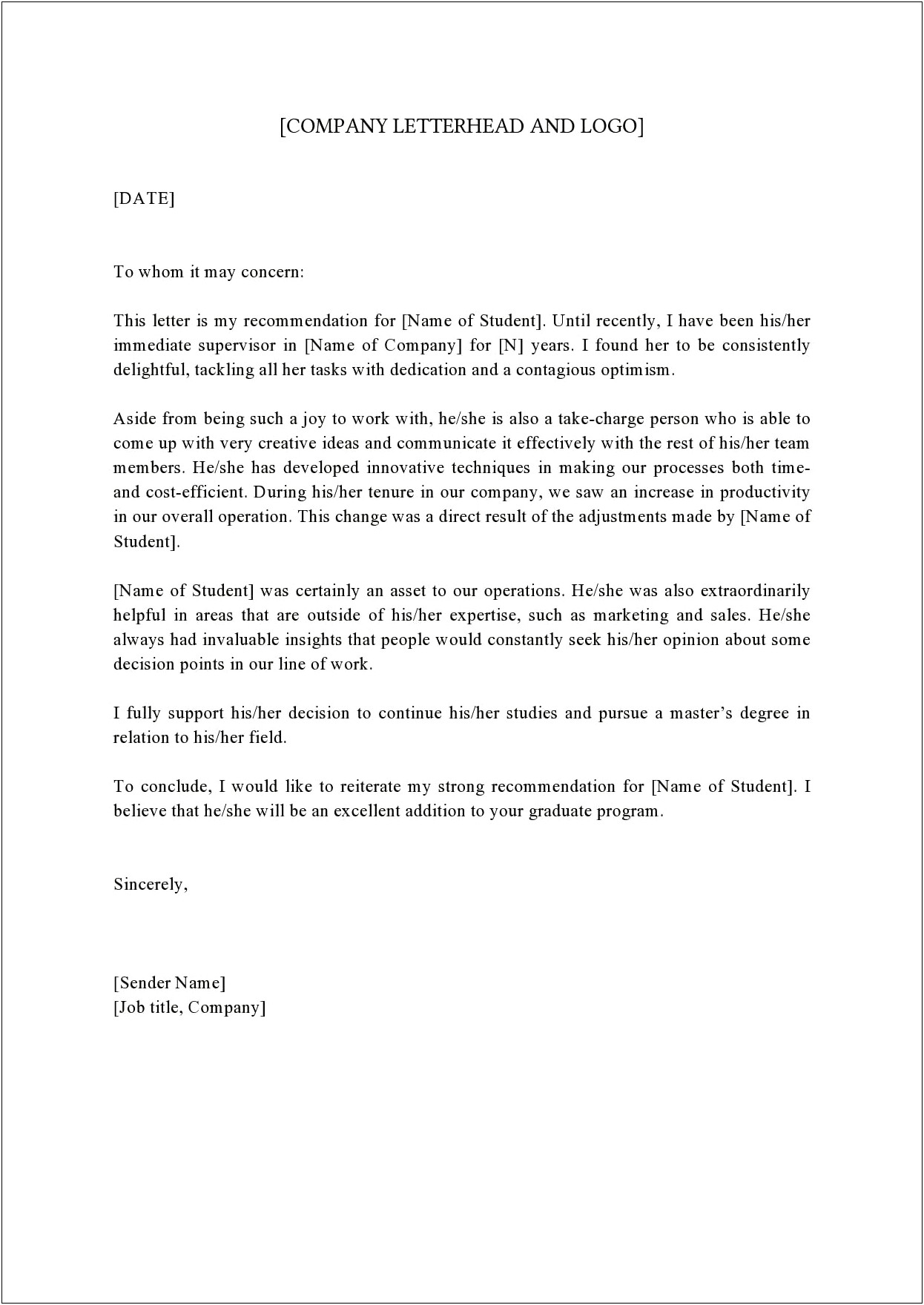 Letter Of Recommendation Phd Economics Template