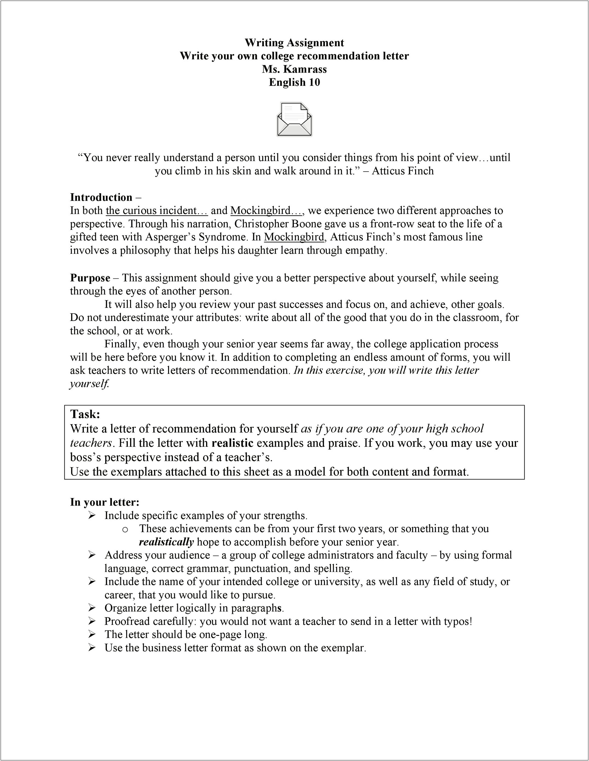 Letter Of Recommendation Template For Art Teacher