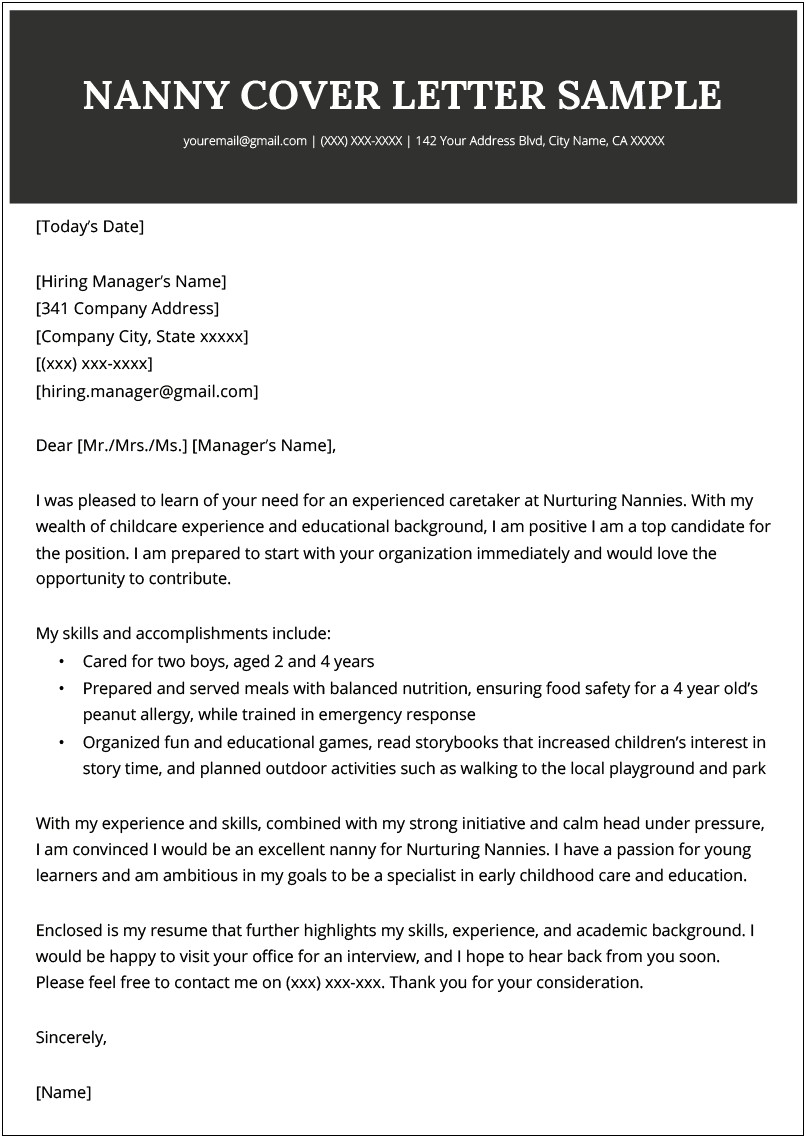 Letter Of Recommendation Template For Au Pair