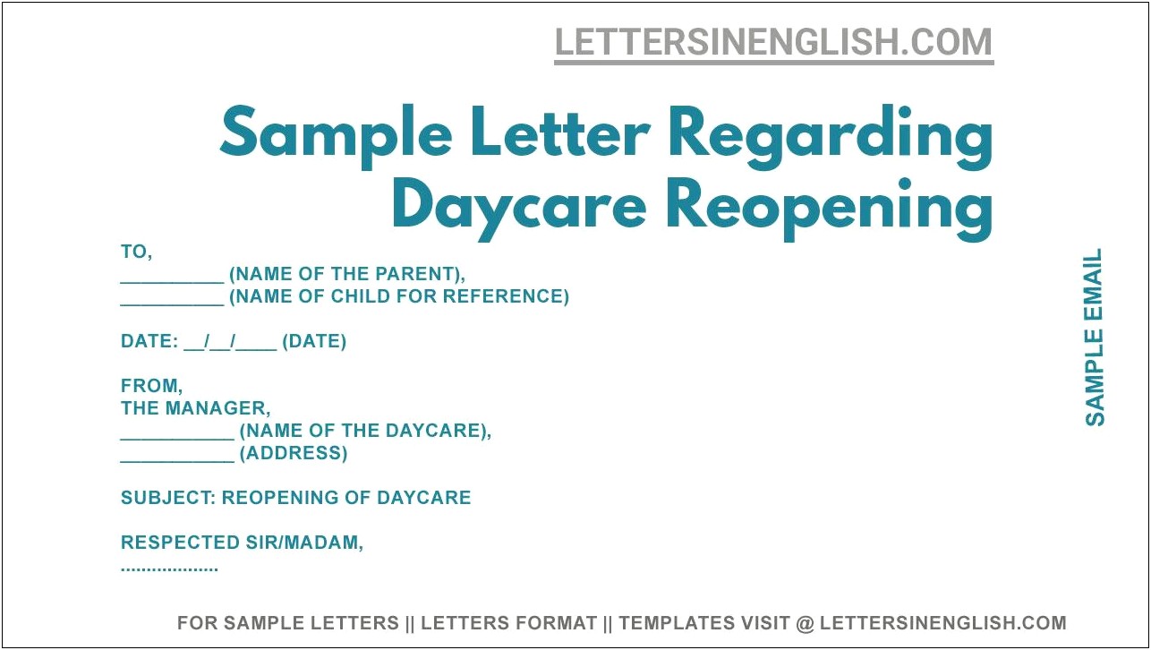 Letter Of Recommendation Template For Childcare