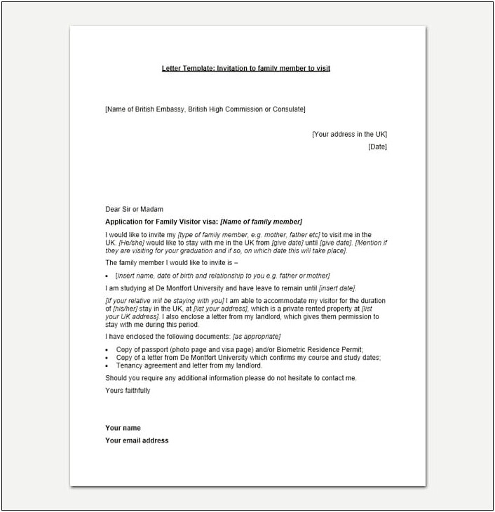 Letter Of Recommendation Template For Citizenship