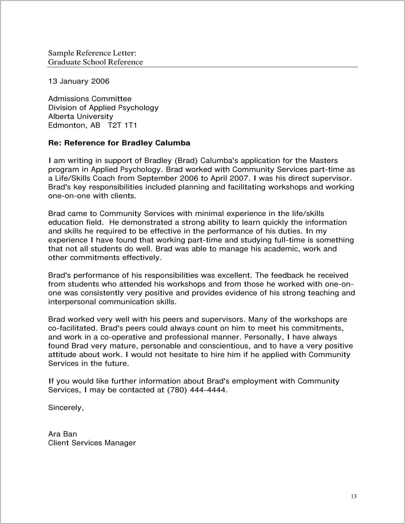 Letter Of Recommendation Template For Education