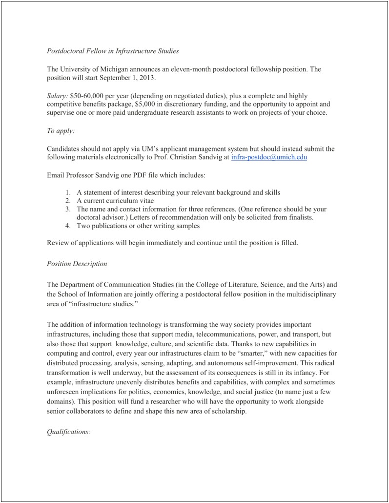 Letter Of Recommendation Template For Fellowship