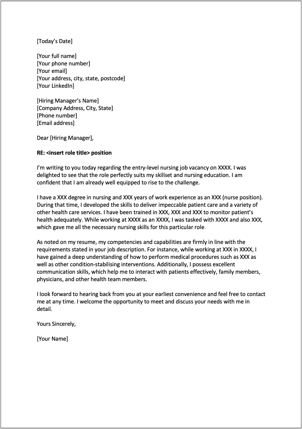 Letter Of Recommendation Template For Rn