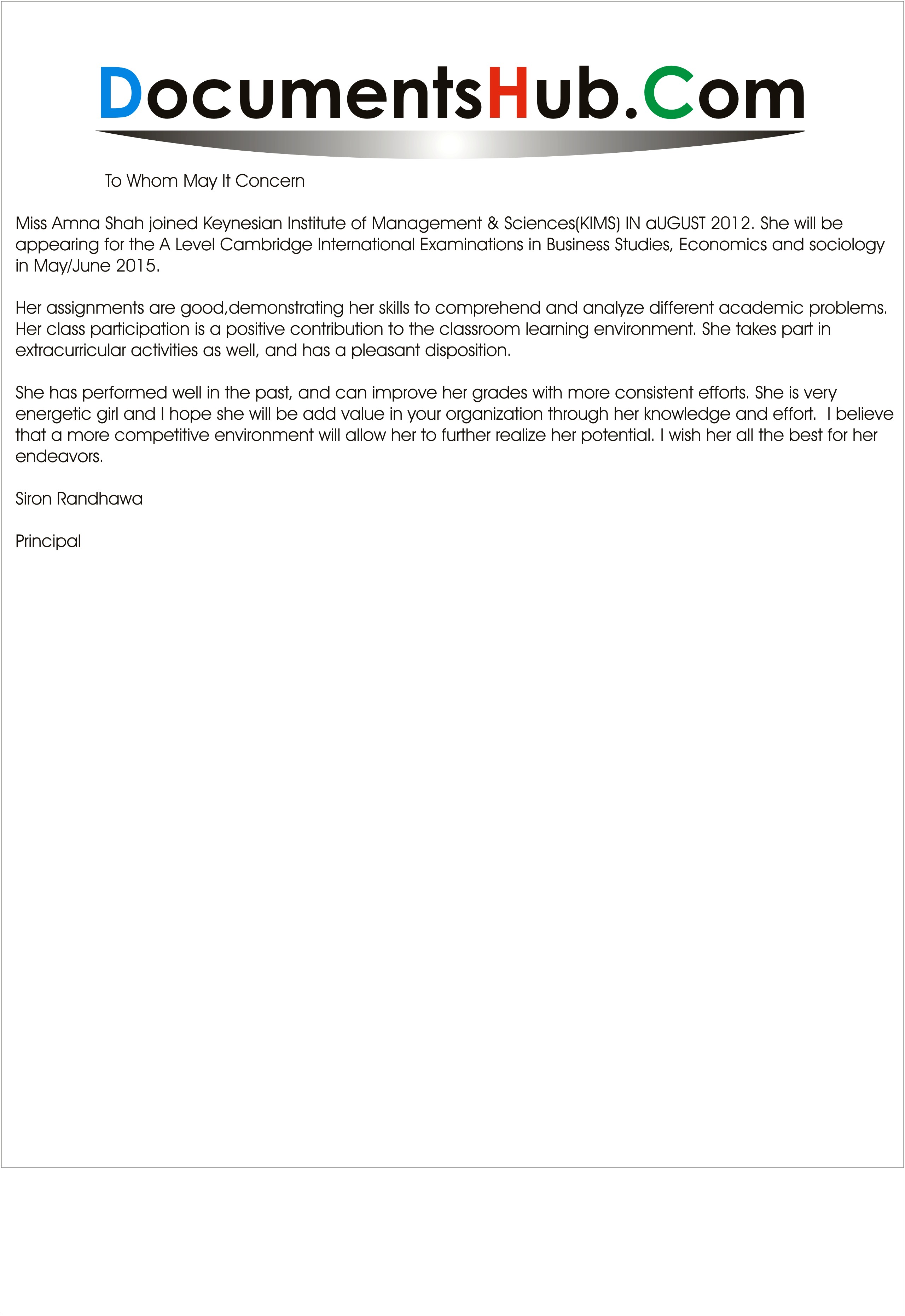 Letter Of Recommendation Template For Student Organization