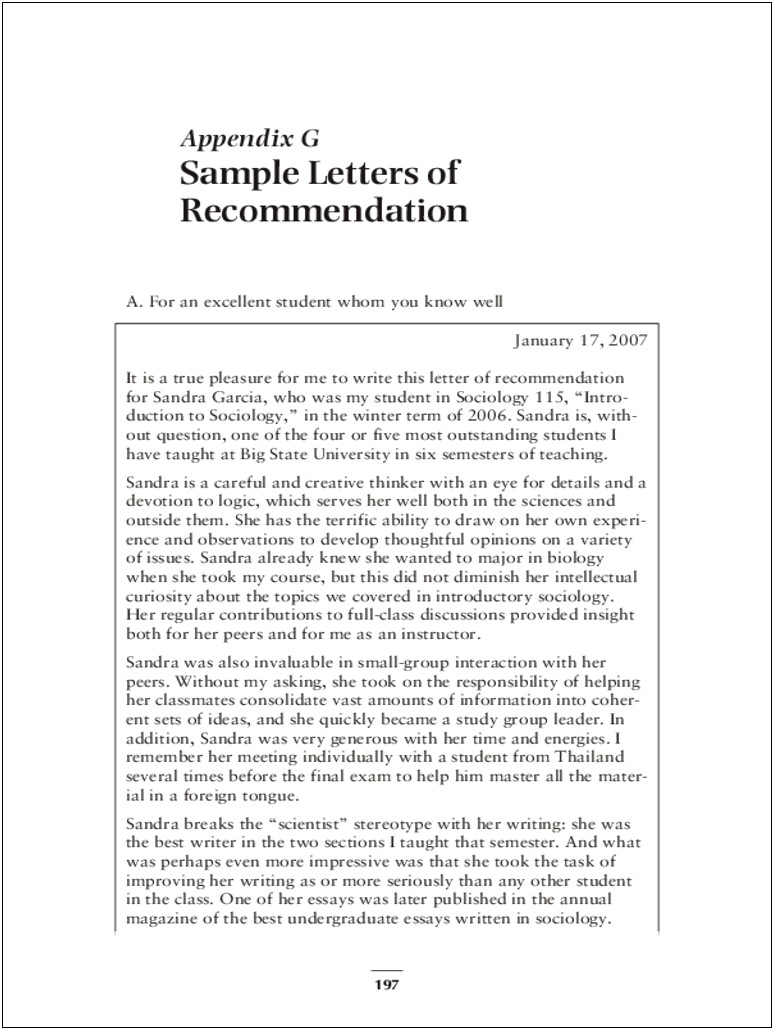 Letter Of Recommendation Template For Student Pdf