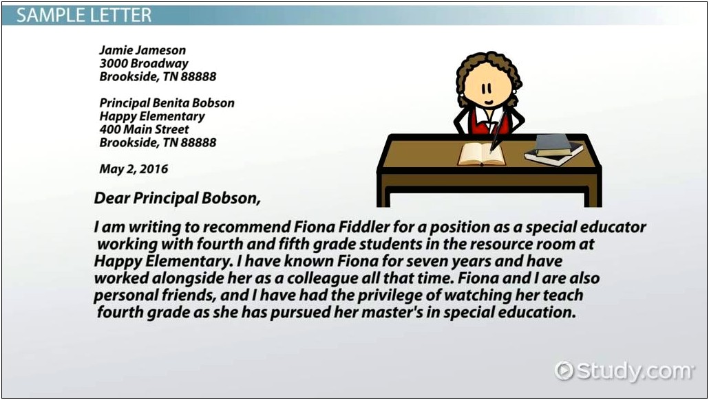 Letter Of Recommendation Template For Student Teachers