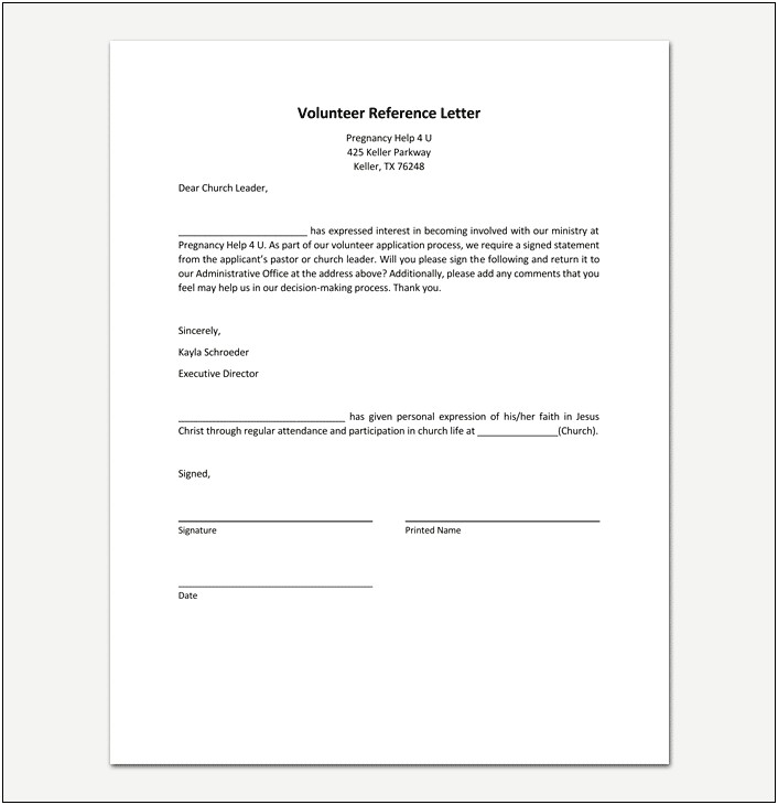 Letter Of Recommendation Template From Pastor