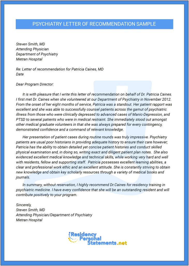 Letter Of Recommendation Template Med School