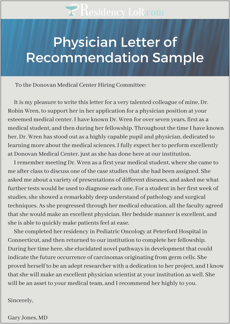 Letter Of Recommendation Template Medical Assistant