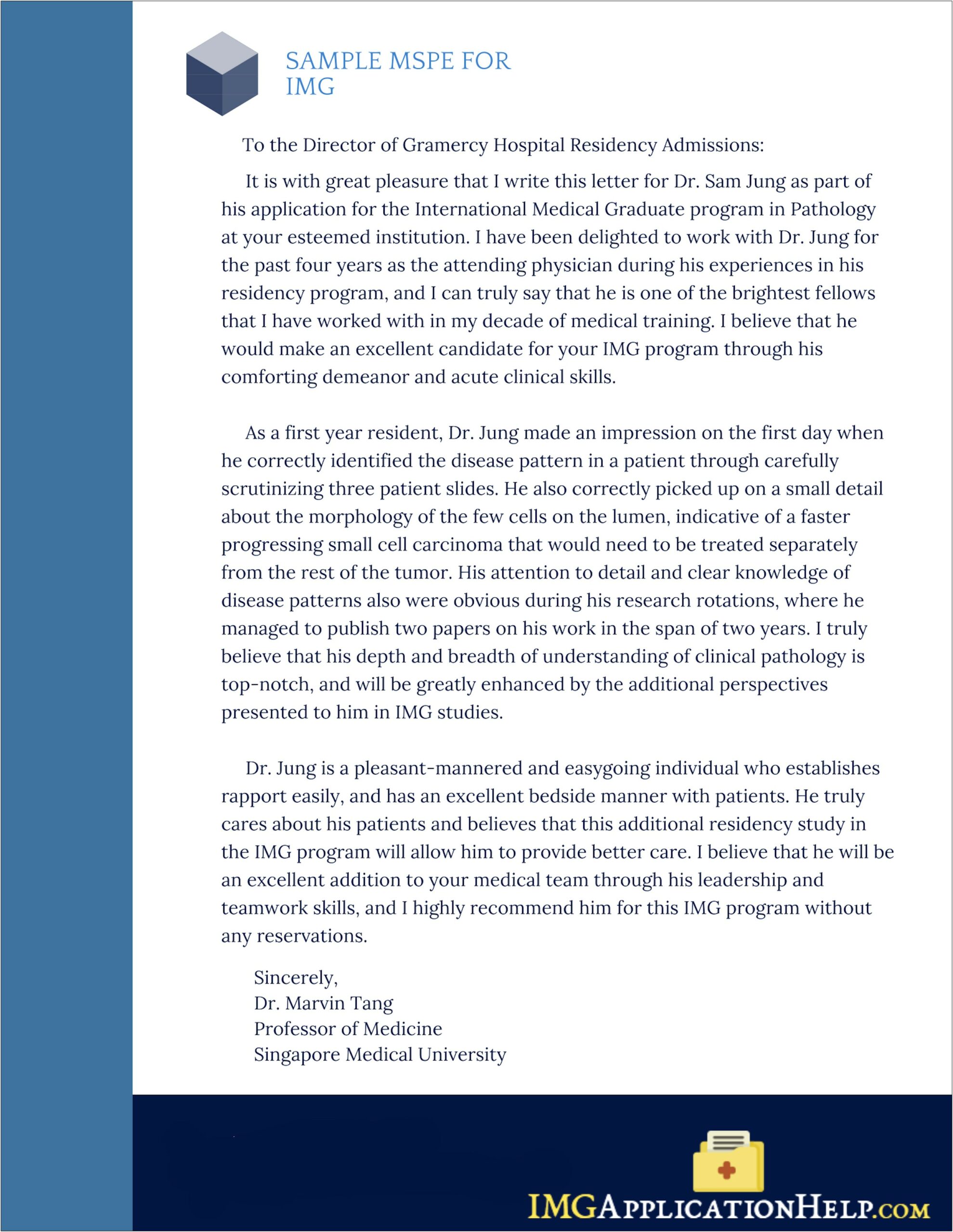 Letter Of Recommendation Template Medical Residency