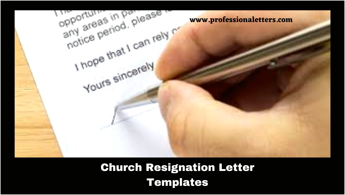 Letter Of Resignation From Church Position Template