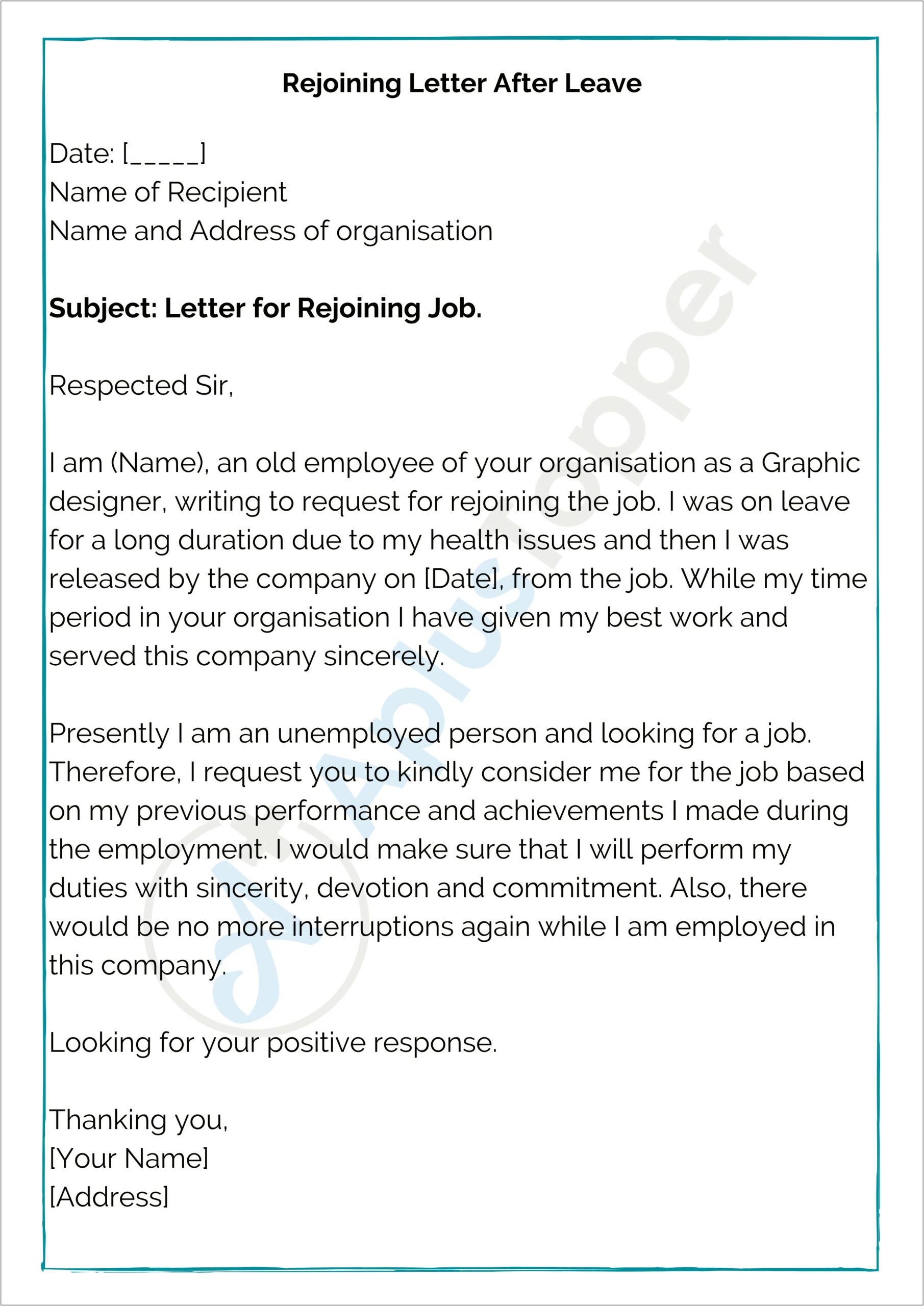 Letter Of Resignation While On Maternity Leave Template