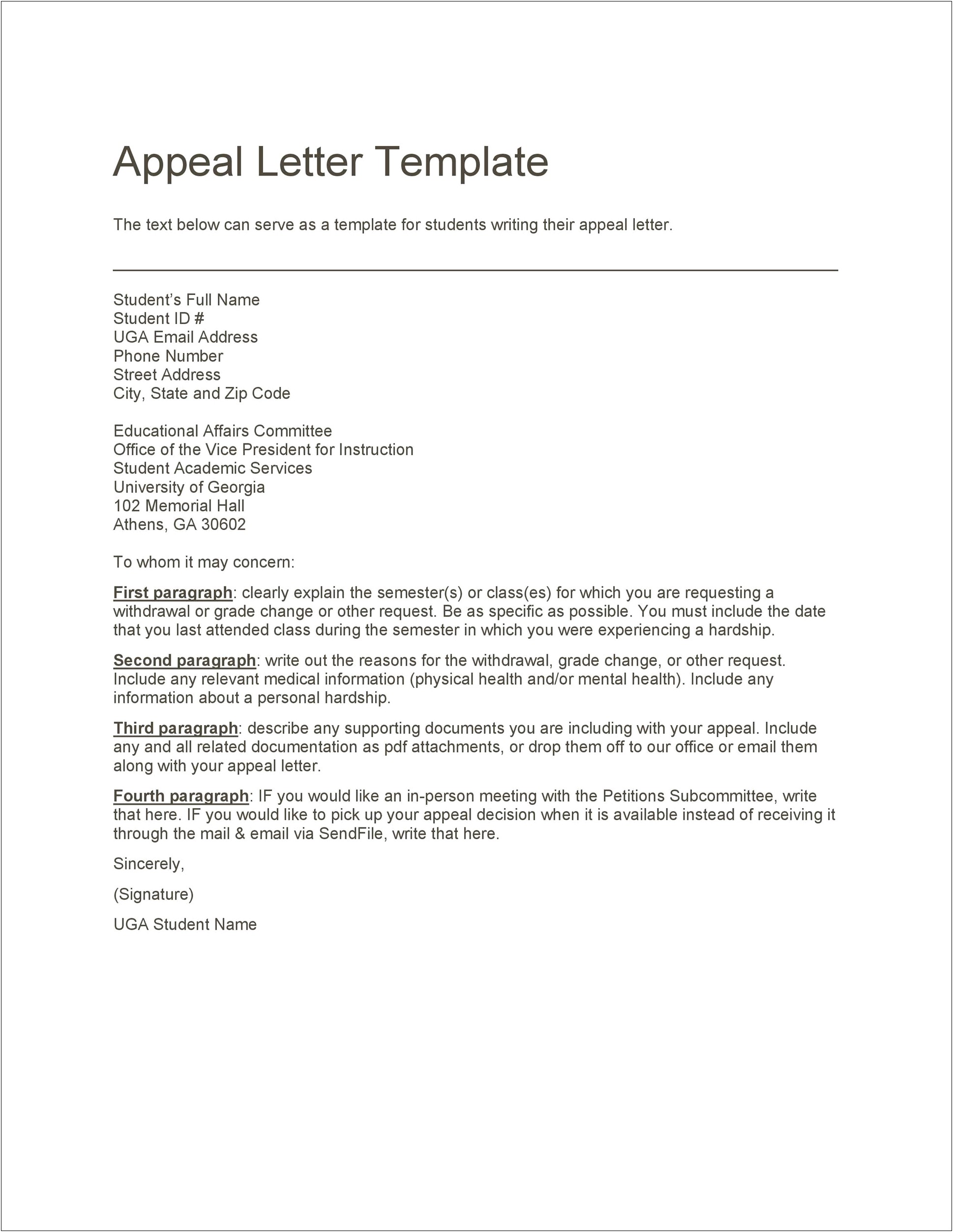 Letter Of Support Financial Aid Suspencion Template