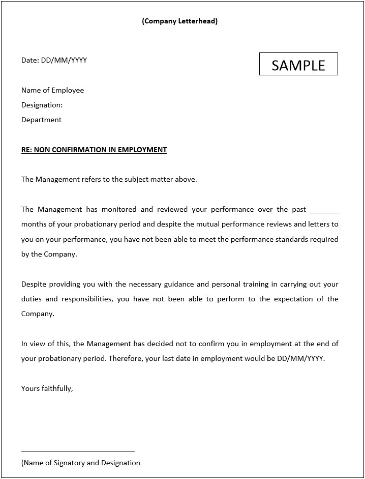 Letter Of Termination Of Employment Template Uk