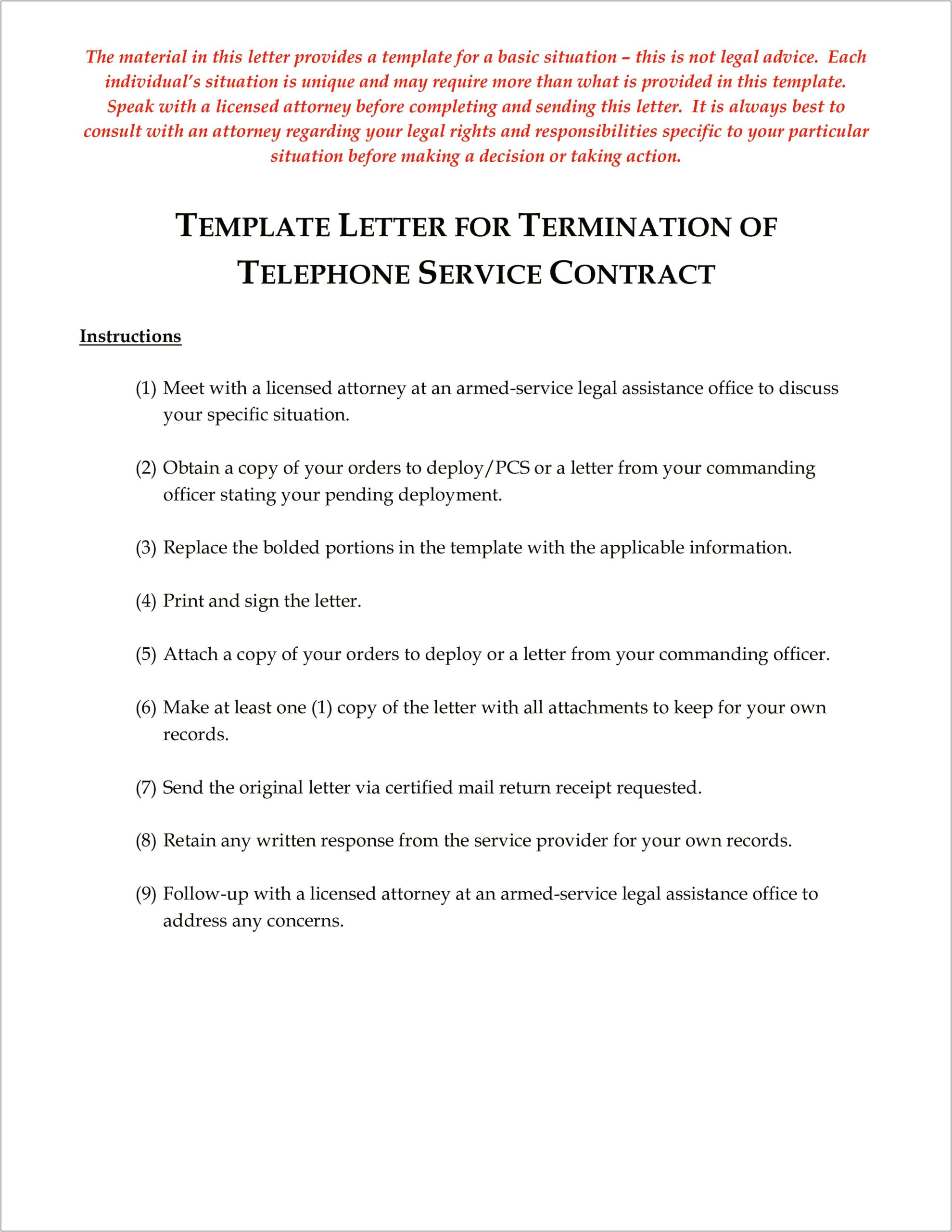 Letter Of Termination Of Services Contact Template