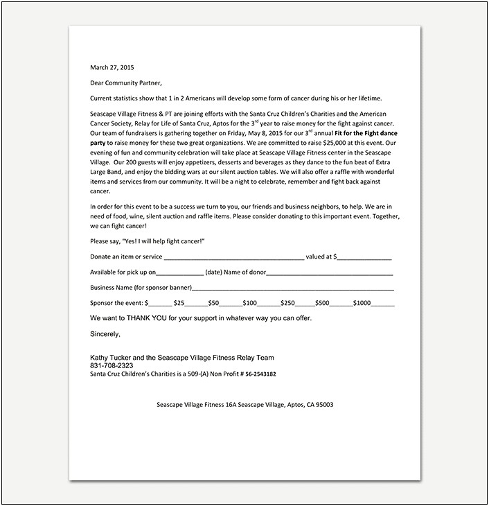 Letter Requesting Donations For Fundraising Raffle Template