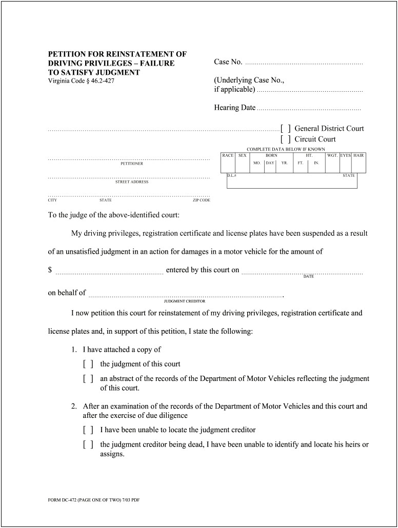 Letter Template About Driving Somone To Court