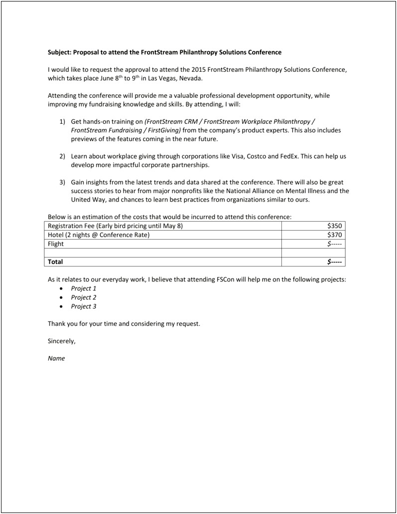 Letter Template For Asking Question About A Conference