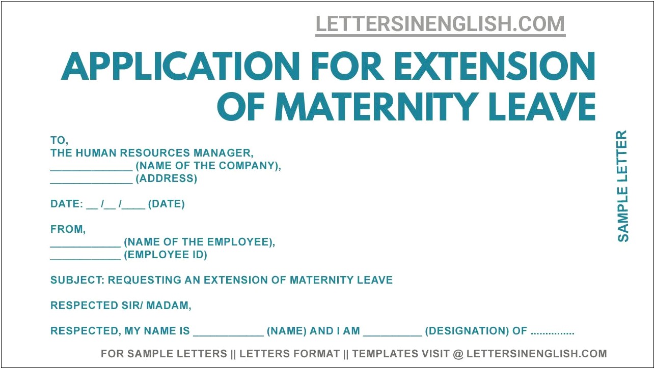 Letter Template For Early Maternity Leave