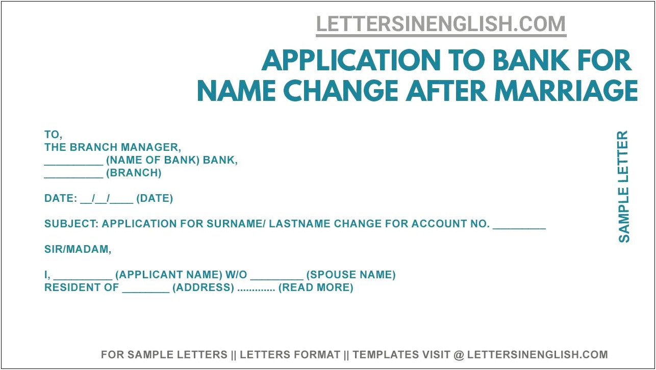 Letter Template For Name Change After Marriage