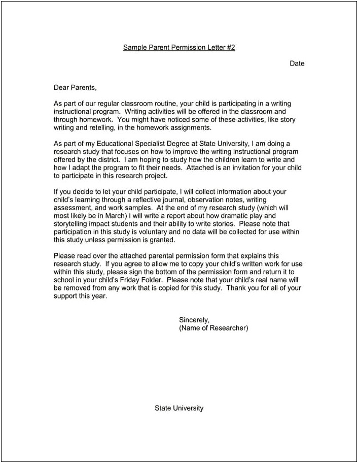 Letter Template For No Consent To Interviewing Child