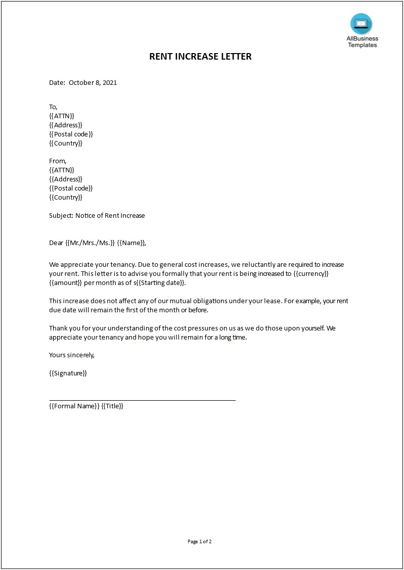 Letter Template For Non Lease Holder Communication