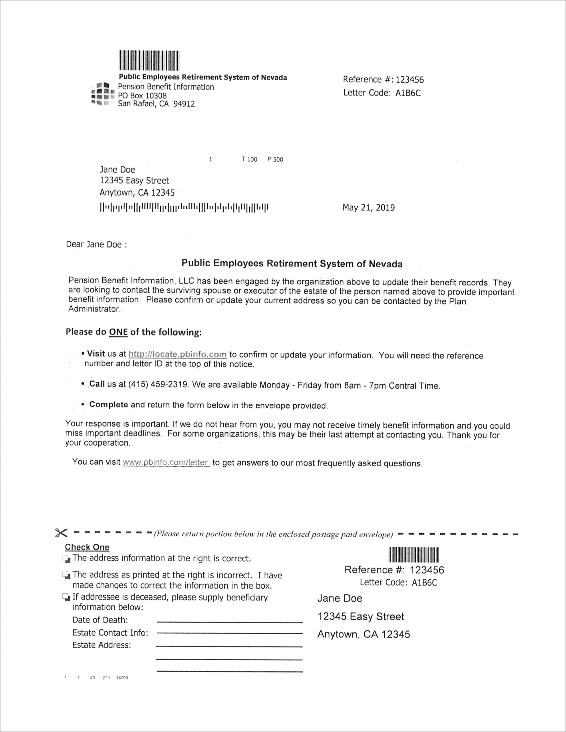 Letter Template For Own Payee Verification