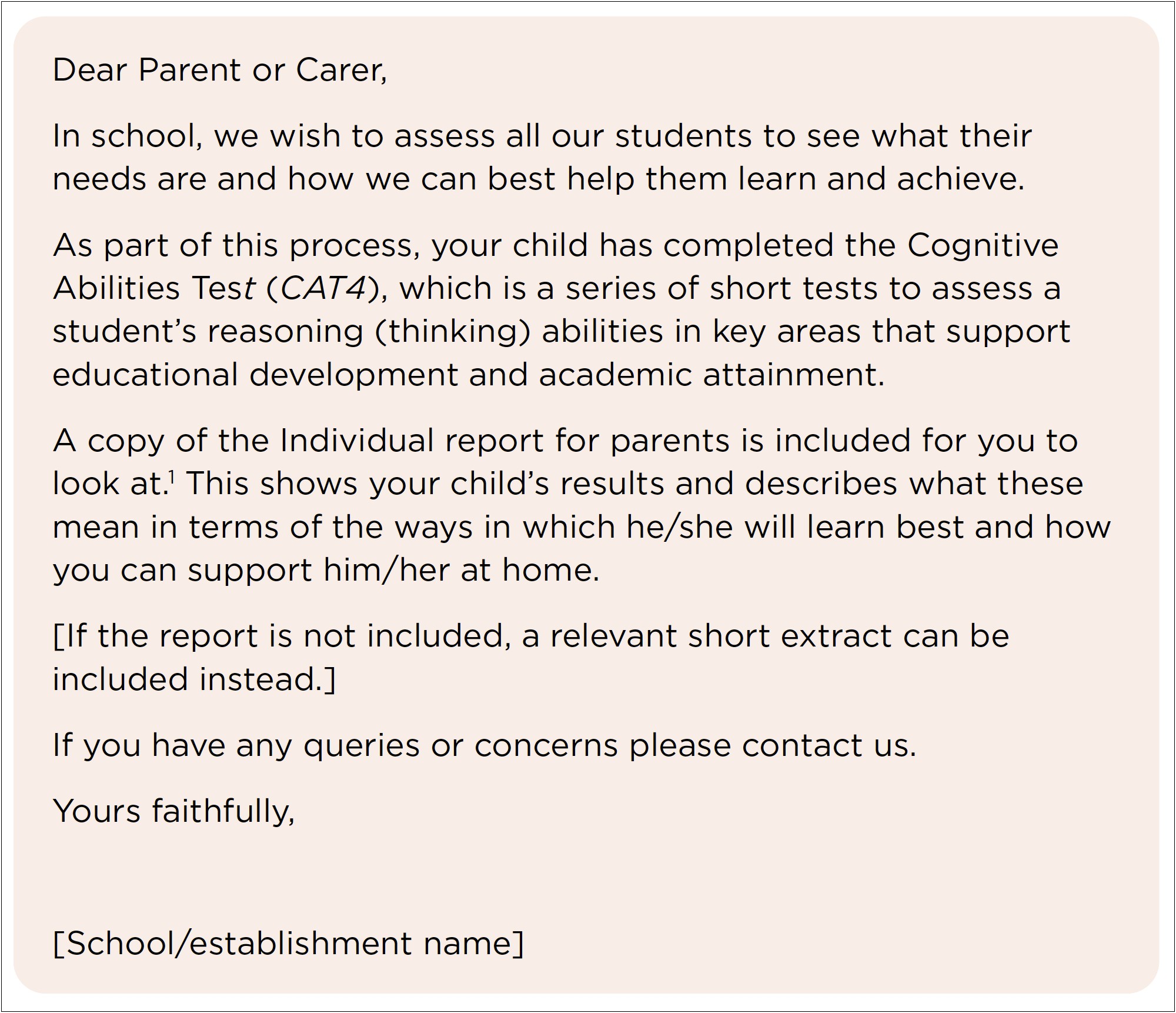 Letter Template For Teachers To Parents