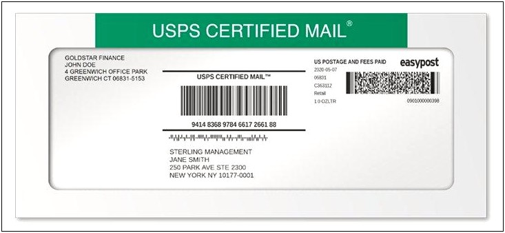 Letter Template For Usps Return Receipt