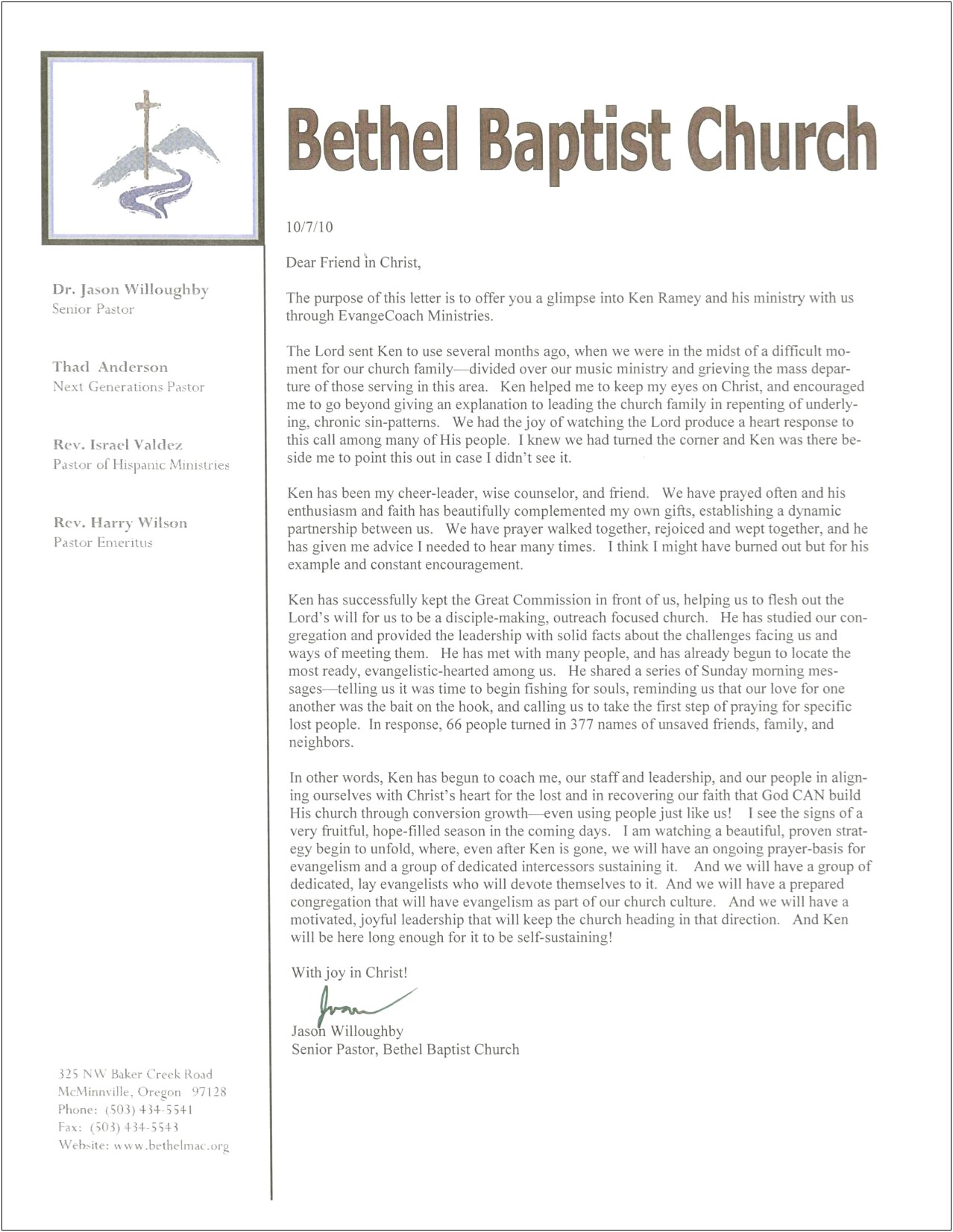 Letter Template From Pastor After Counseling