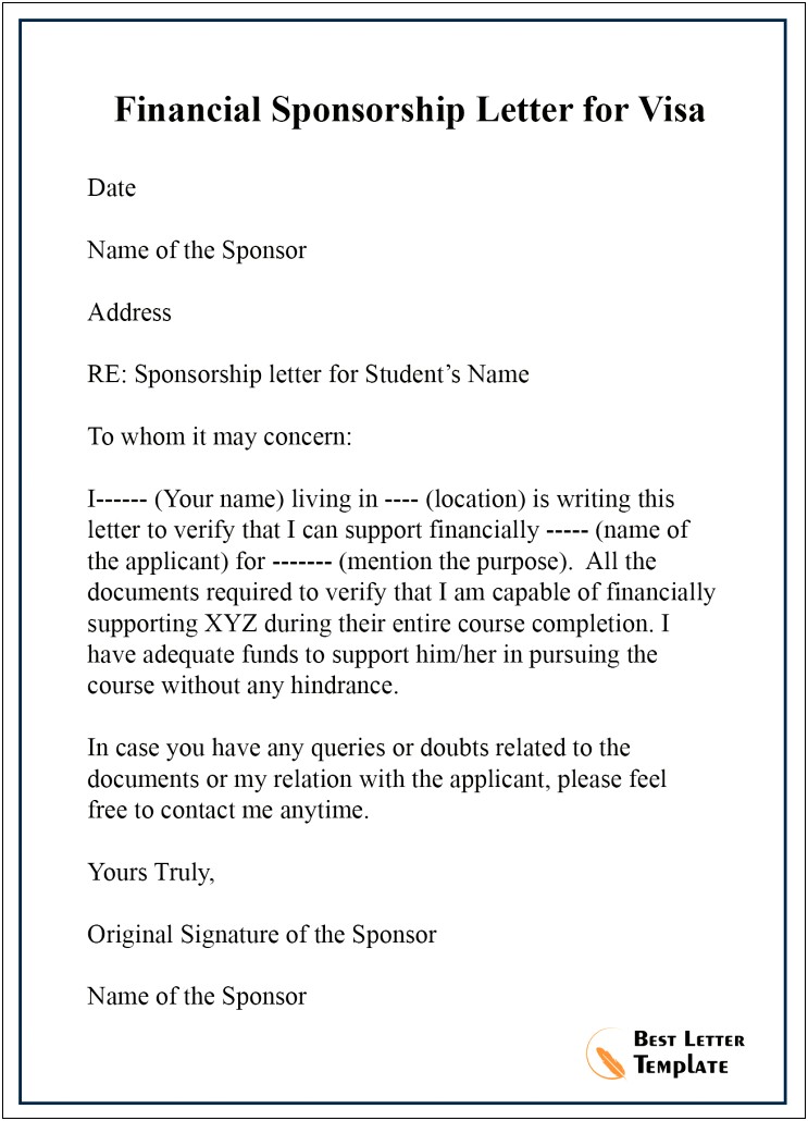 Letter Template To A Sponsor Requesting Funds