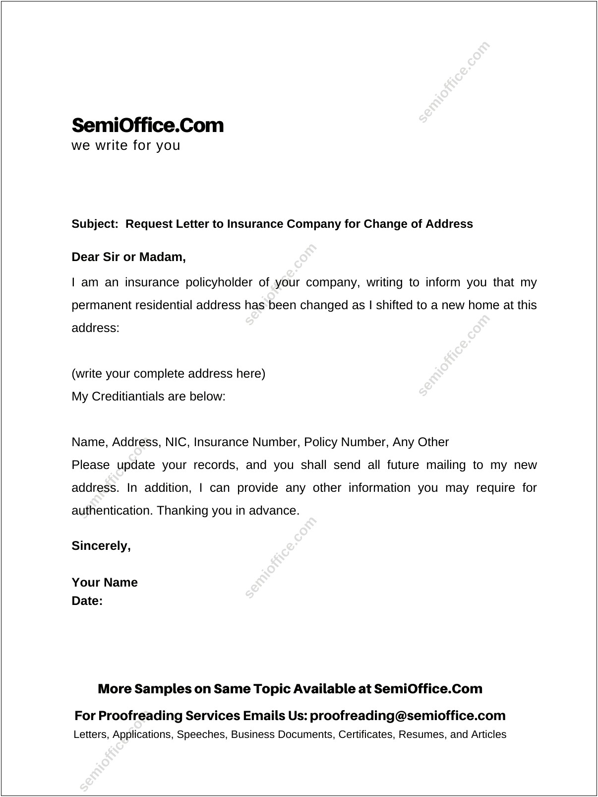 Letter To Cancel Insurance Policy Template