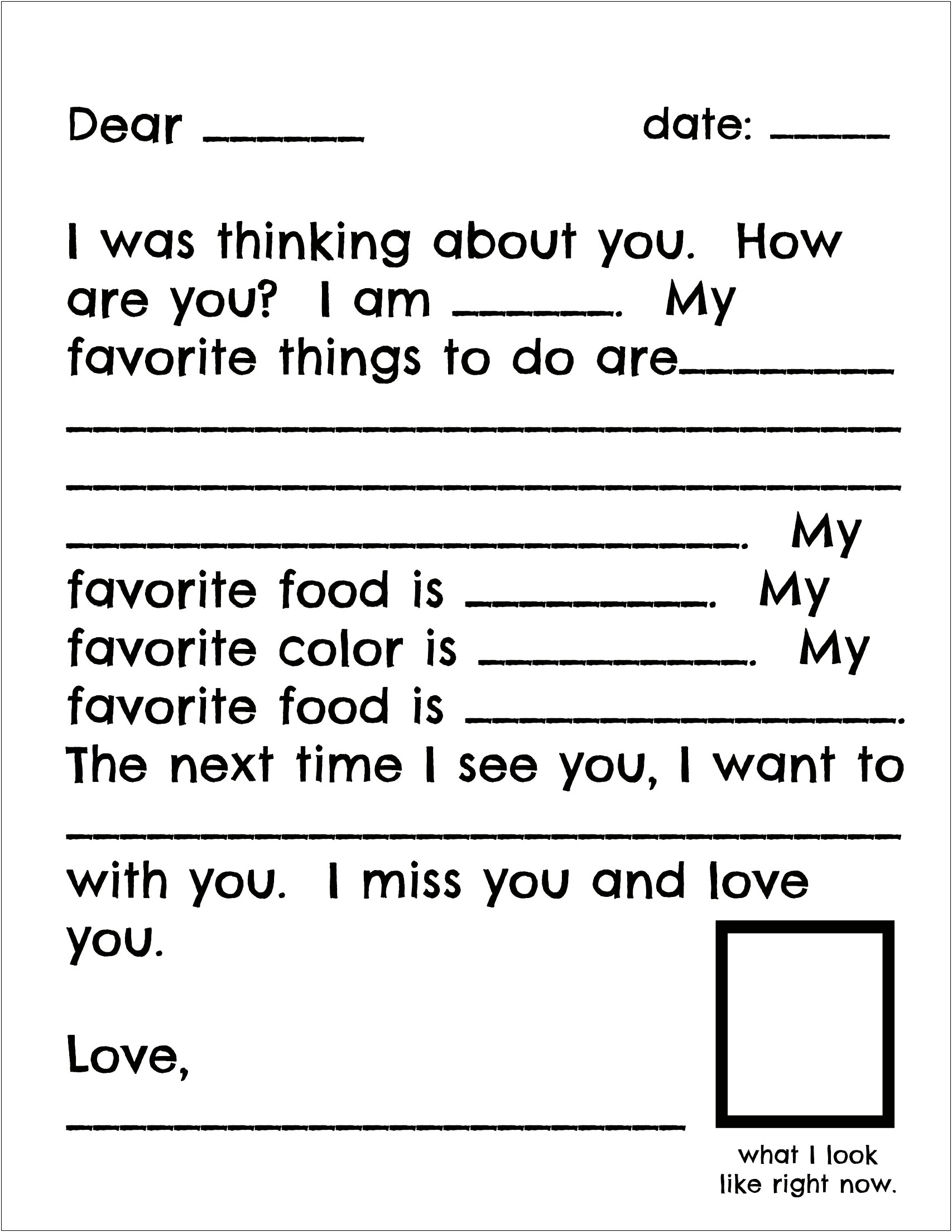 Letter To Family Template For Kids