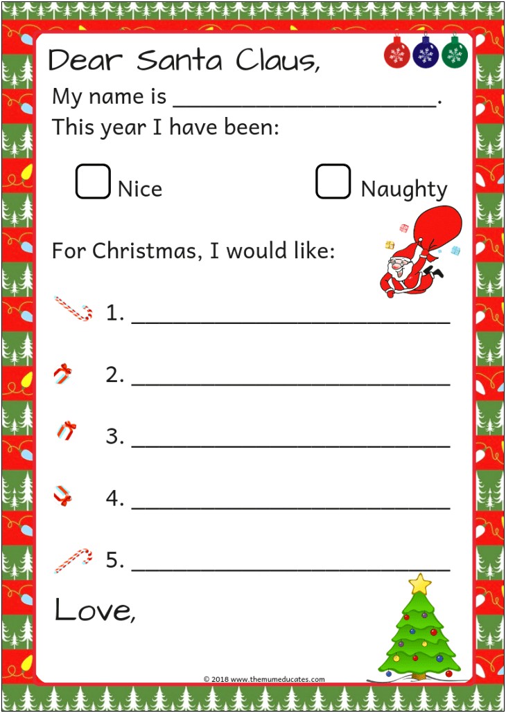 Letter To Father Christmas Template Ks2