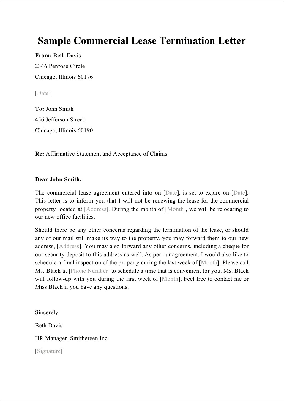 Letter To Get Out Of Lease Template