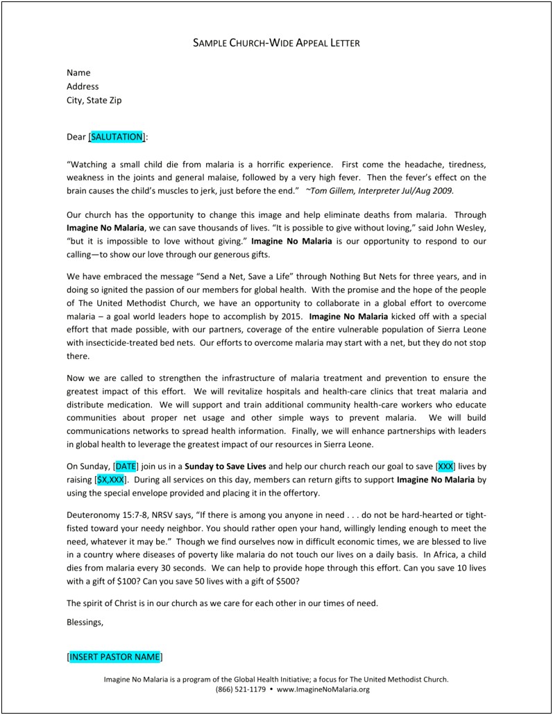 Letter To Help Churches For Support Template