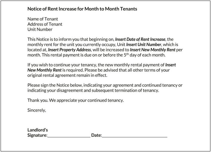 Letter To Increase Rent Template Uk