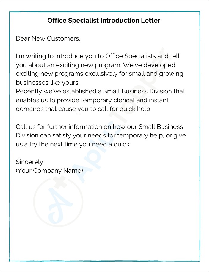 Letter To Introduce Your Business Template