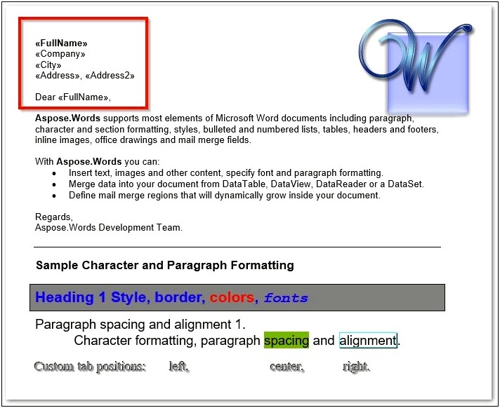 Letter To Merge And A To Customers Template