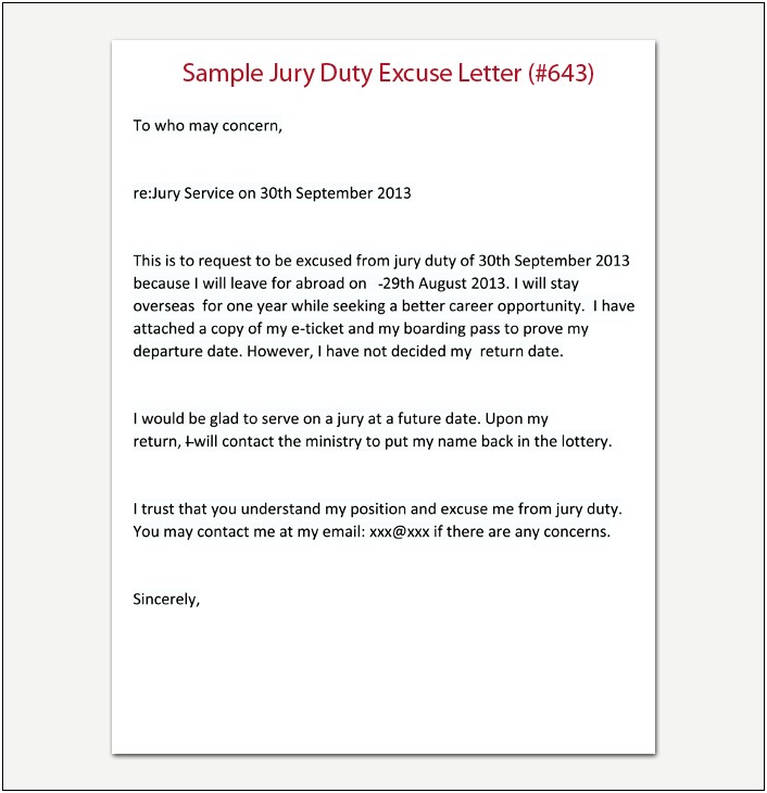 Letter To Postpone Jury Duty Templates