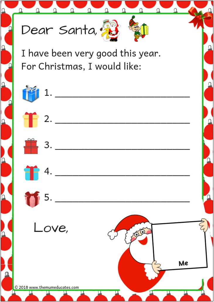 Letter To Santa Black And White Template