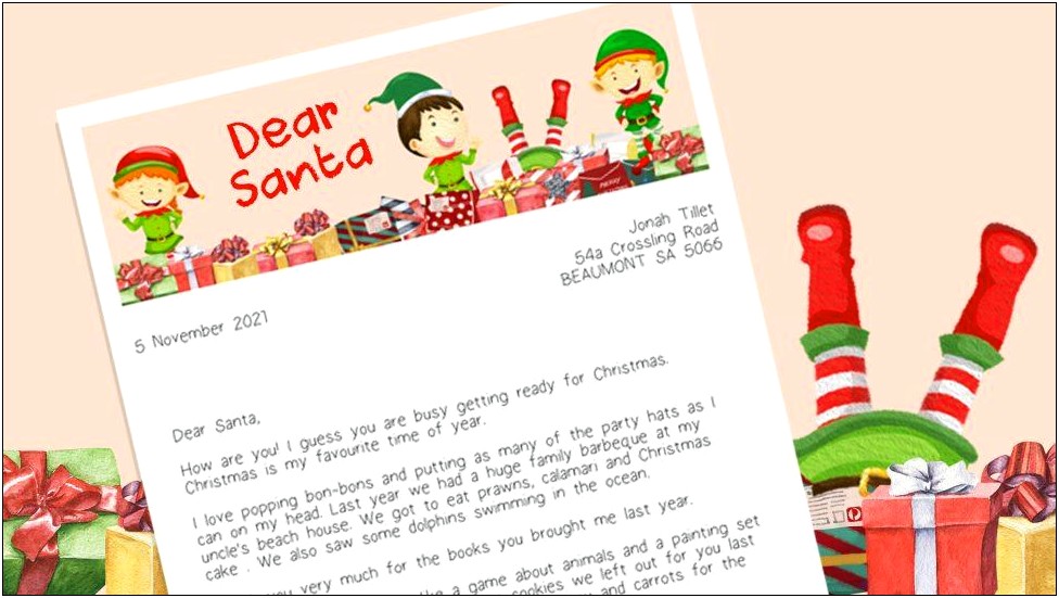 Letter To Santa Template Australia Post